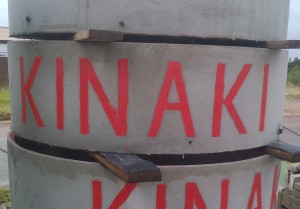 Kinaki cattle water troughs stacked in yard close up Close up of Kinaki cattle water troughs stacked in a yard